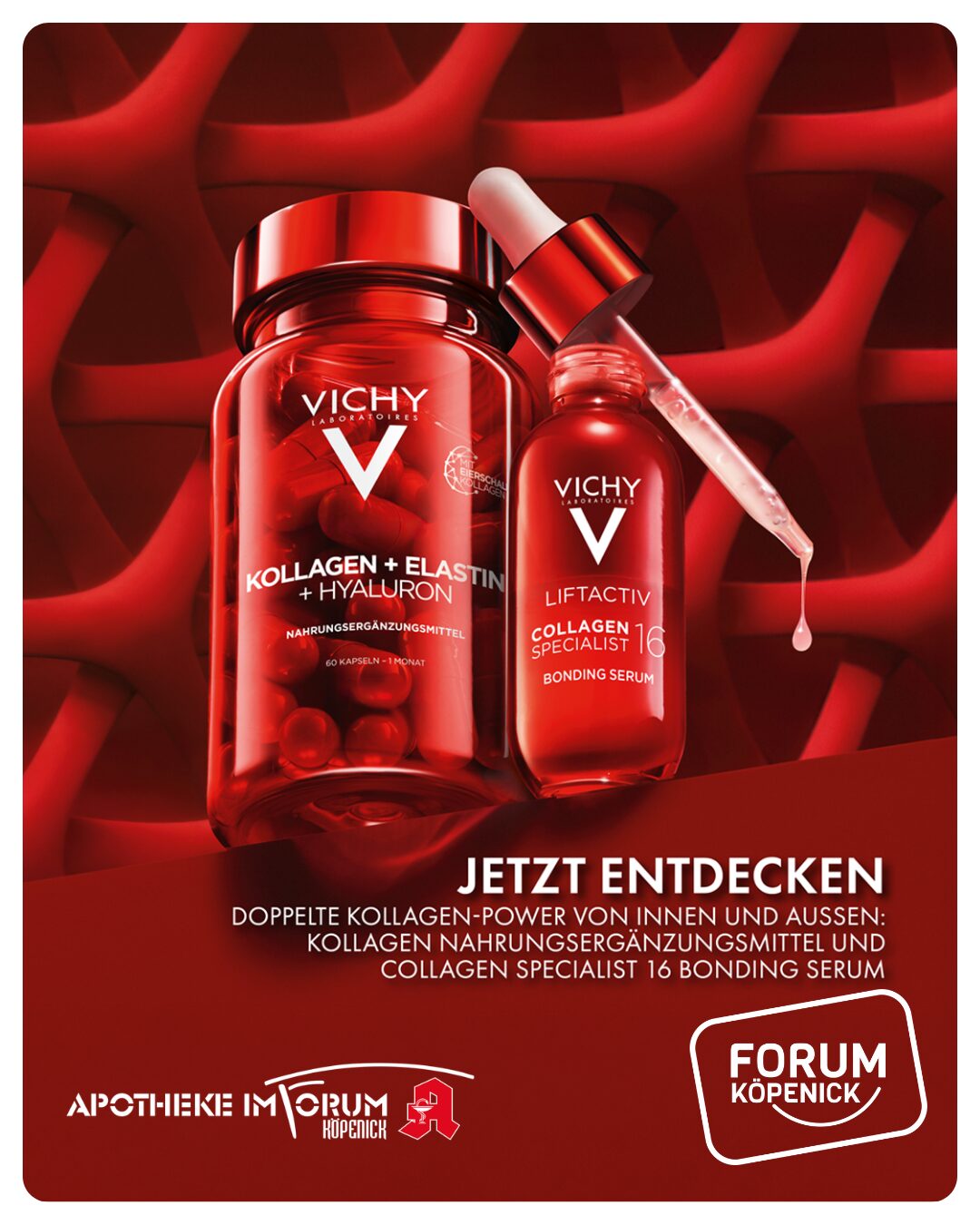 Vichy Liftactiv und Neovadiol Anti-Aging-Pflege als August-Angebot in der Apotheke im Forum Köpenick