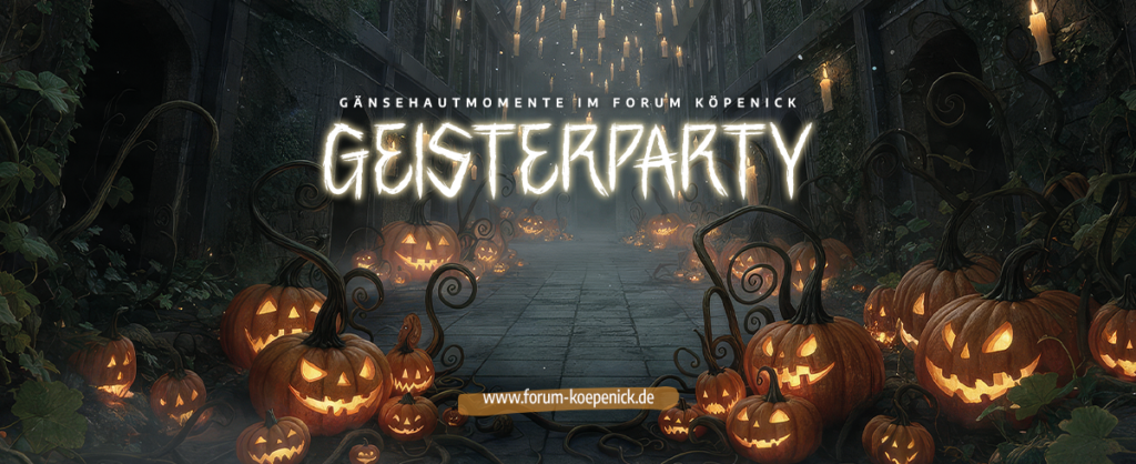 Facebook-Bühnenmotiv zur Geisterparty 2026 im Forum Köpenick